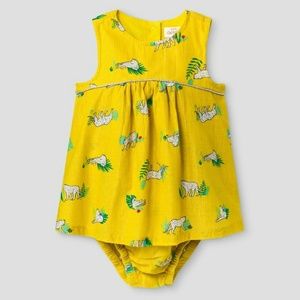 Girls| Baby 0-3M Romper Animal Print Yellow 1pc